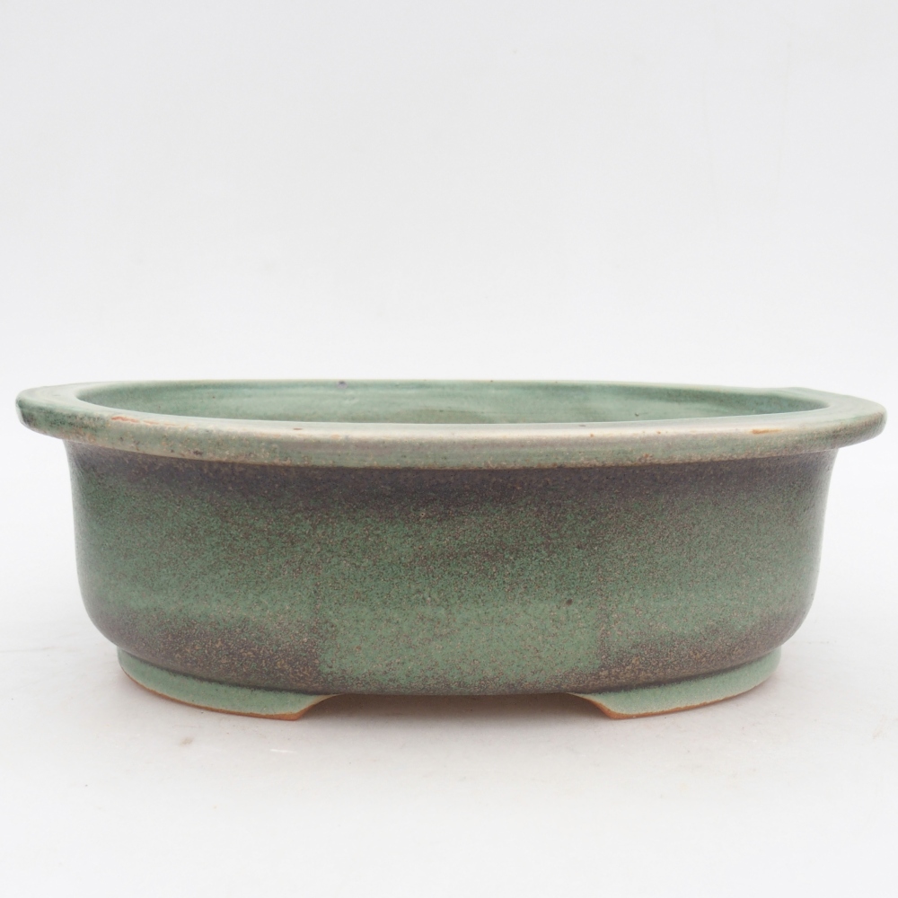 Keramická bonsai miska 26 x 22 x 8 cm, barva zelená