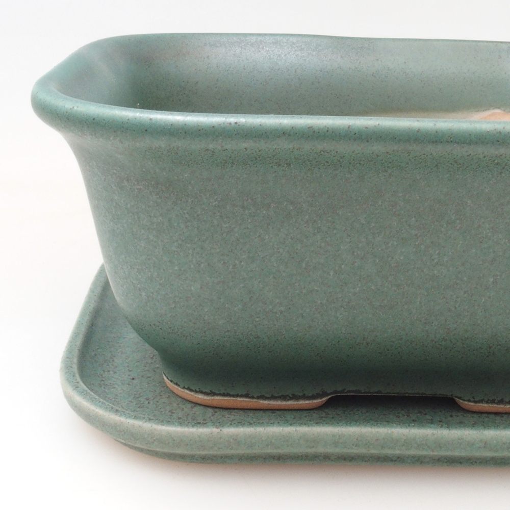 Bonsai miska + podmiska H38 - 12x10x5,5 cm. - zelená