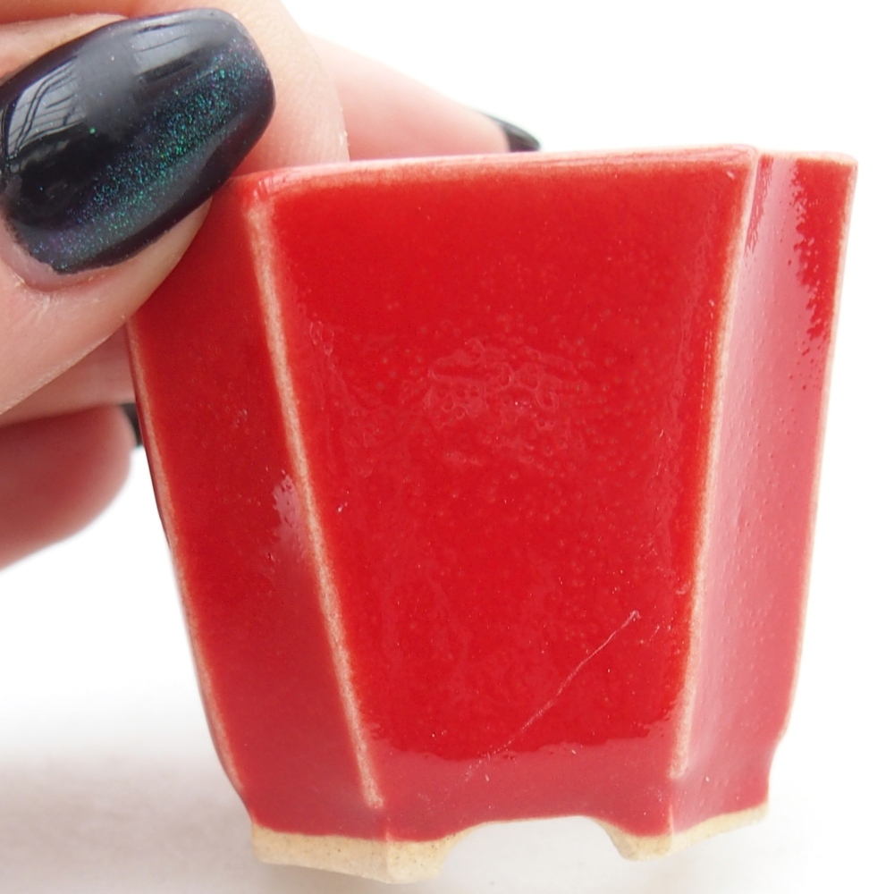 Mini bonsai miska 4,5 x 4,5 x 4 cm, barva červená