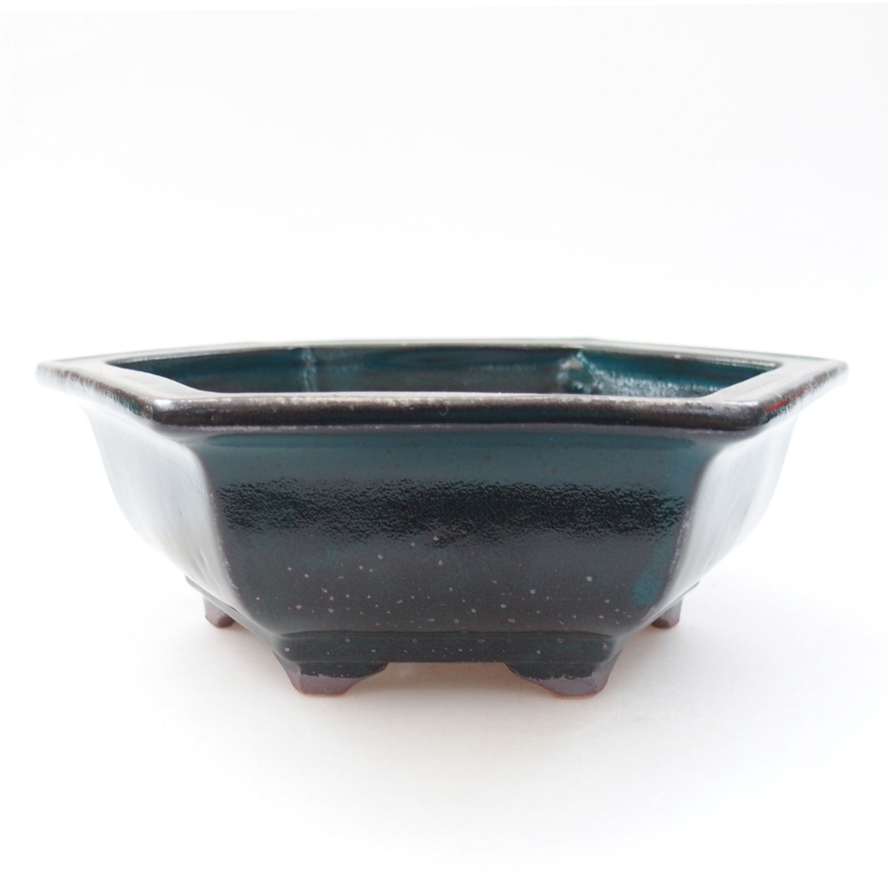 Keramická bonsai miska 17 x 15 x 6 cm, barva zelená