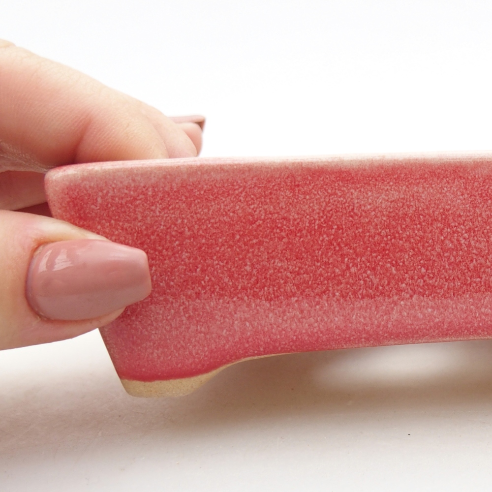 Keramická bonsai miska 11,5 x 9 x 3,5 cm, barva červená