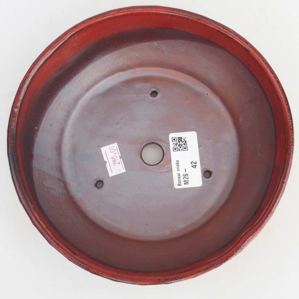 Keramická bonsai miska 18 x 18 x 5,5 cm, barva červená