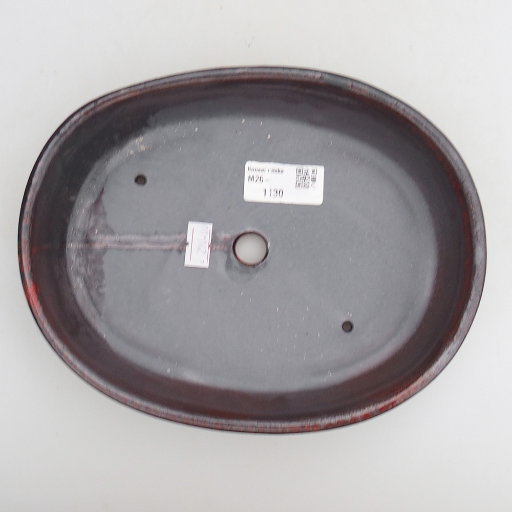 Keramická bonsai miska 21,5 x 17 x 5 cm, barva červenočerná