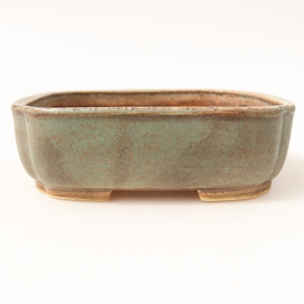 Keramická bonsai miska 14 x 12 x 4 cm, barva zelená