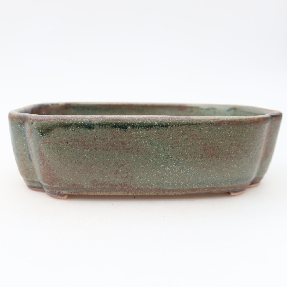 Keramická bonsai miska 18,5 x 13 x 5 cm, barva zelená