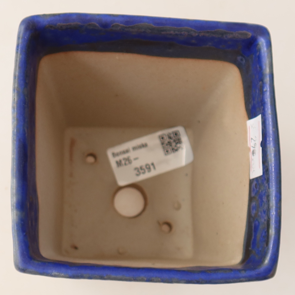 Keramická bonsai miska 9 x 9 x 12,5 cm, barva modrá