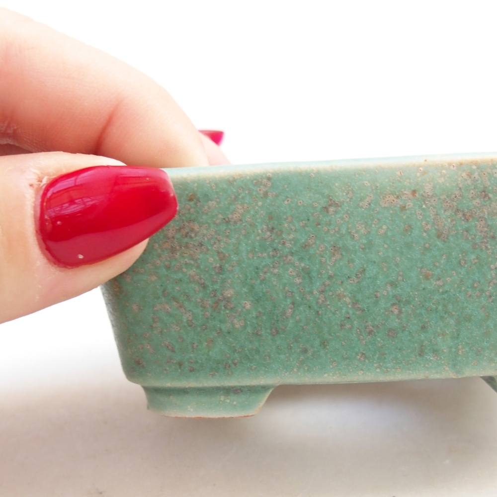 Keramická bonsai miska 8 x 7 x 3,5 cm, barva zelená