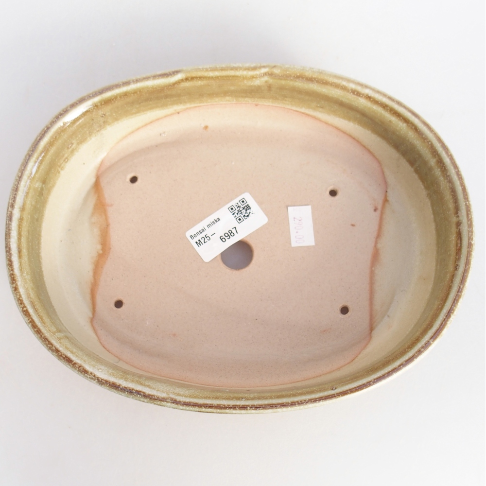 Keramická bonsai miska 22 x 17 x 5 cm, barva zelená