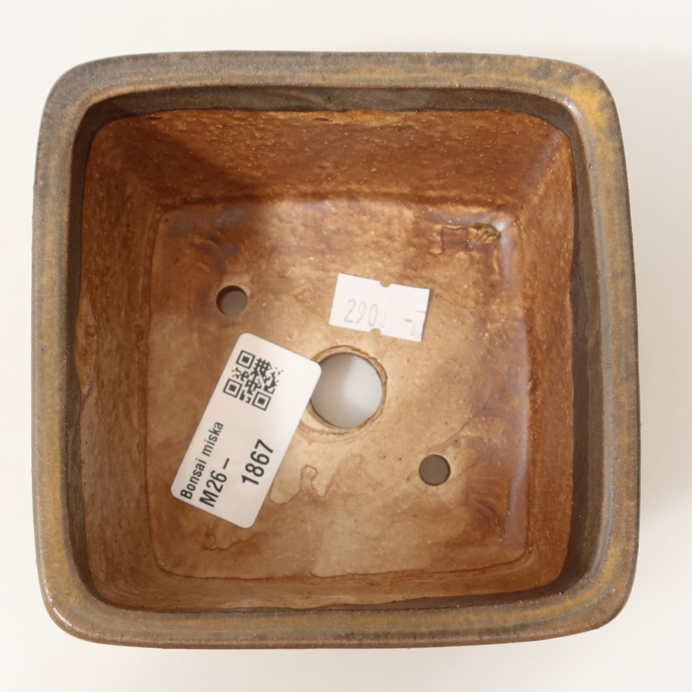 Keramická bonsai miska 10,5 x 10,5 x 7 cm, barva hnědá