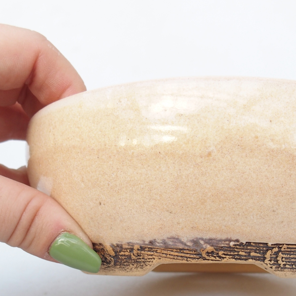 Keramická bonsai miska 14,5 x 14,5 x 5,5 cm, barva béžová