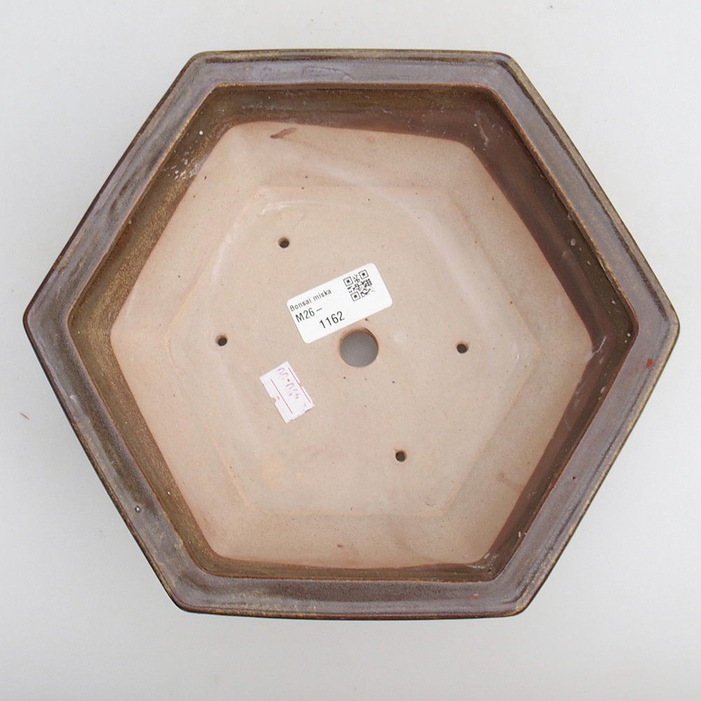 Keramická bonsai miska 23 x 21 x 7,5 cm, barva zelenohnědá