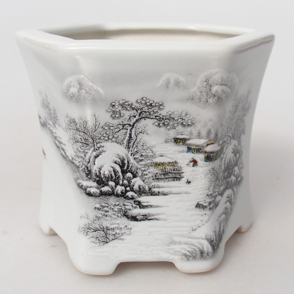 Keramická bonsai miska 10,5 x 9,5 x 9 cm, barva bílá