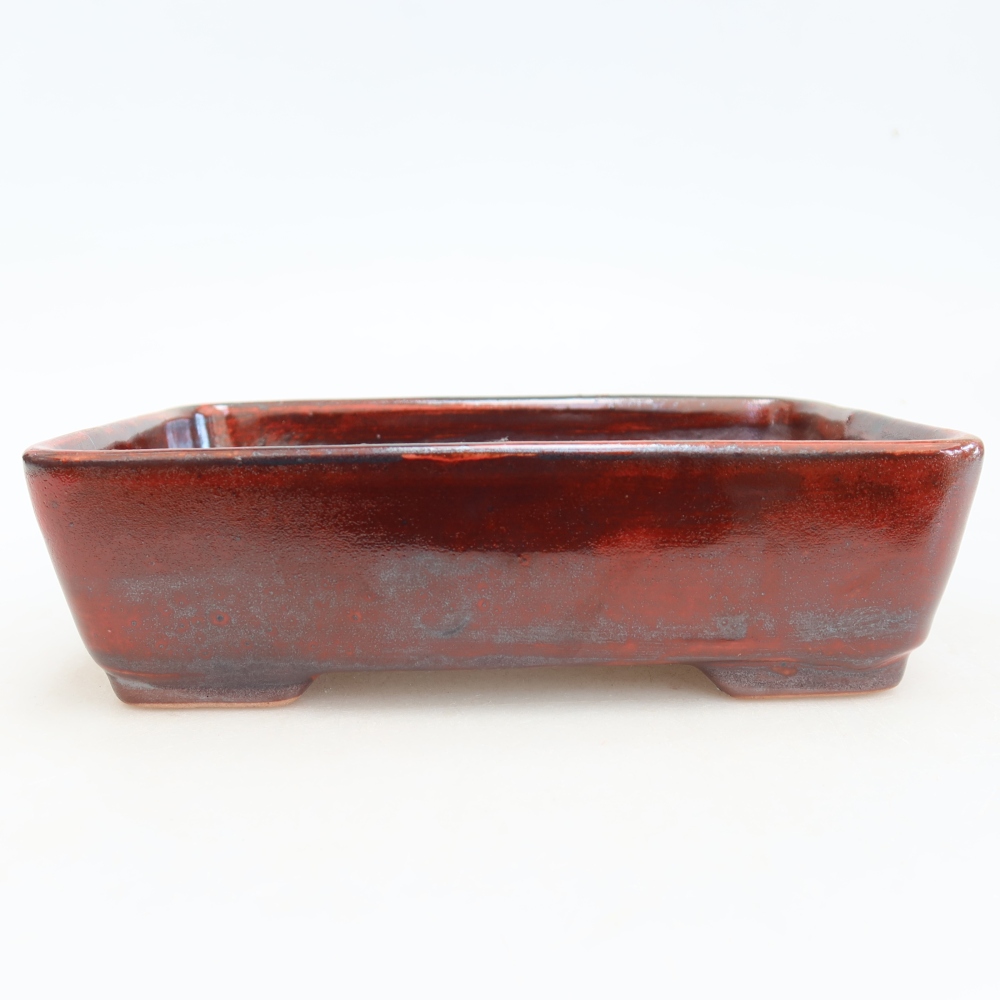 Keramická bonsai miska 18 x 13 x 5 cm, barva červená