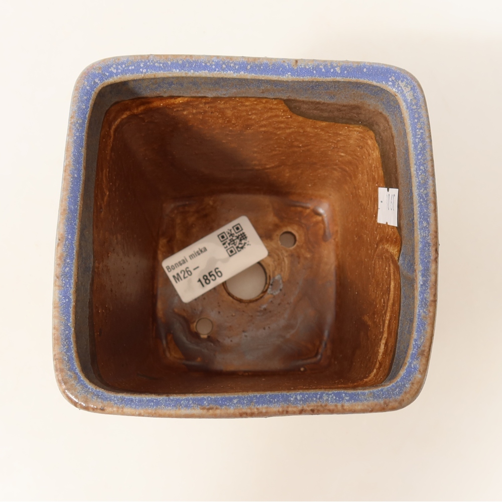 Keramická bonsai miska 10,5 x 10,5 x 12 cm, barva modrá