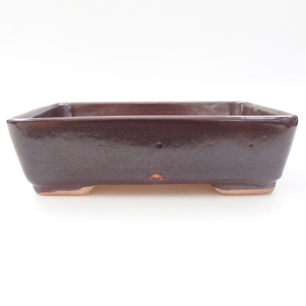 Keramická bonsai miska 18 x 13 x 5 cm, barva hnědá
