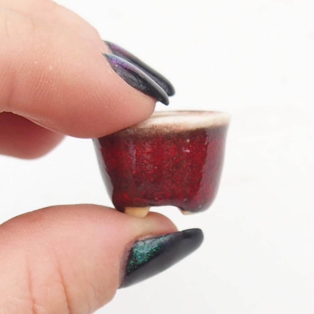 Mini bonsai miska 2 x 2 x 1,5 cm, barva červená