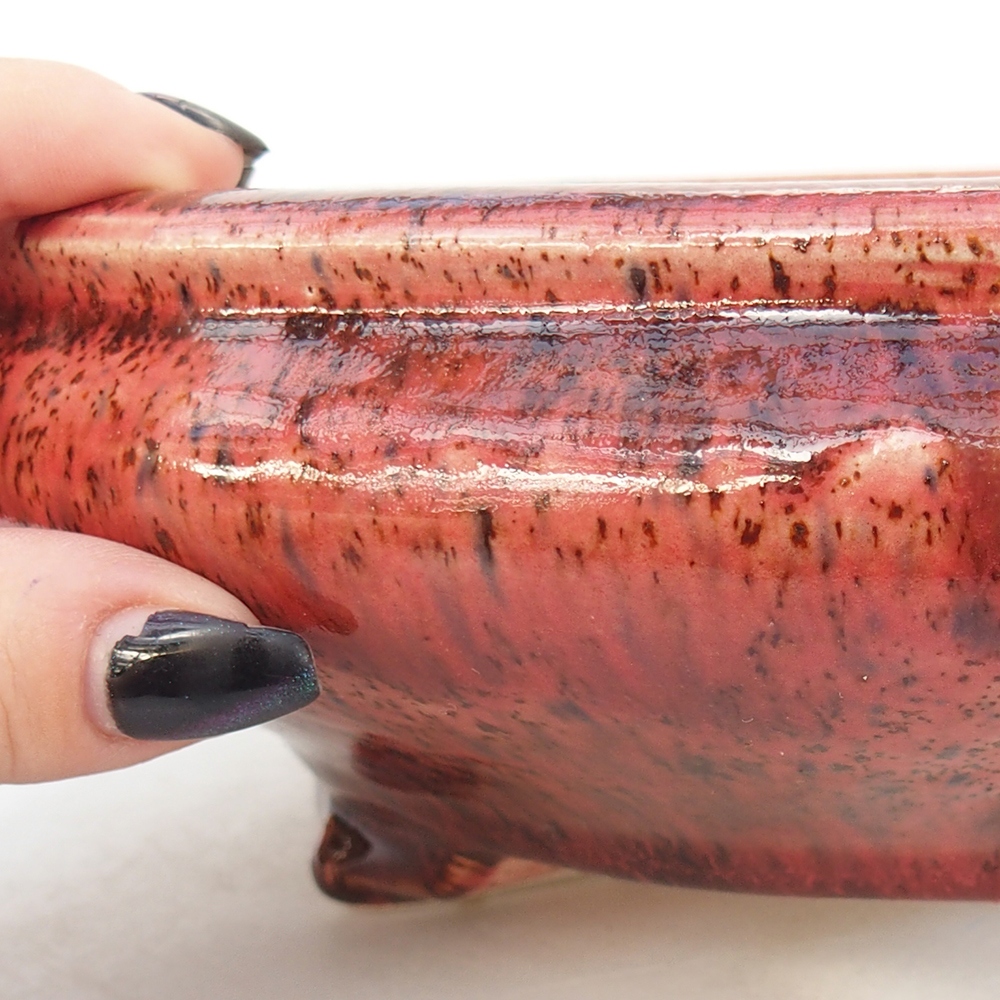 Keramická bonsai miska 25 x 25 x 7,5 cm, barva červená