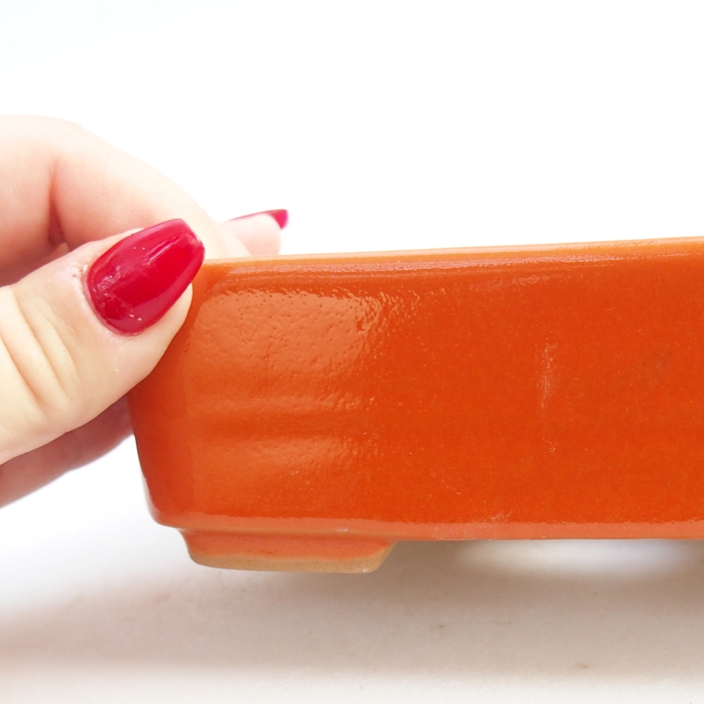 Keramická bonsai miska 14,5 x 10,5 x 4,5 cm, barva oranžová