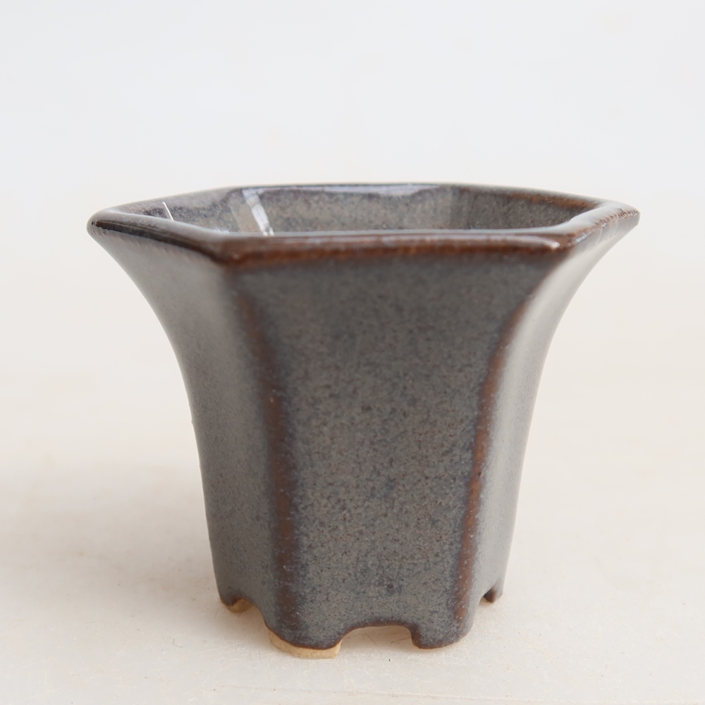 Keramická bonsai miska 4,5 x 4 x 3,5 cm, barva šedá