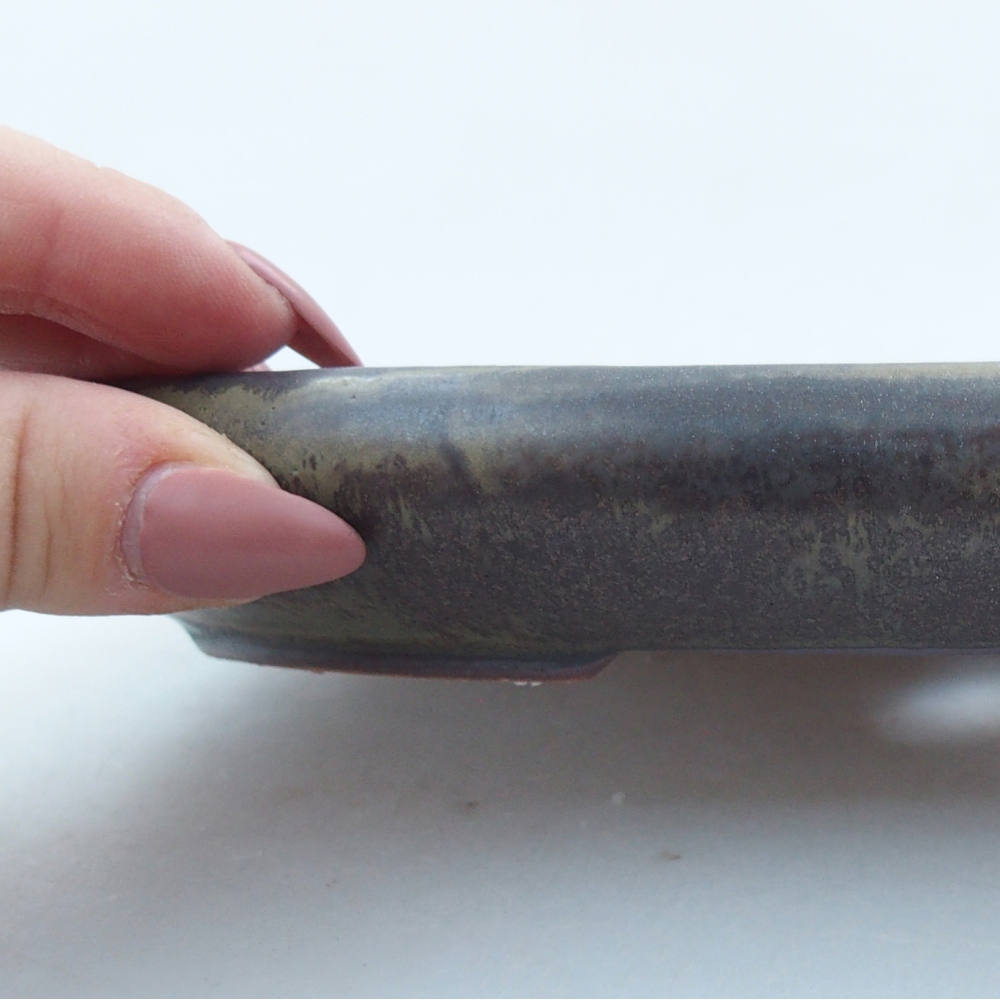 Keramická bonsai miska 22,5 x 16,5 x 3 cm, barva zelená