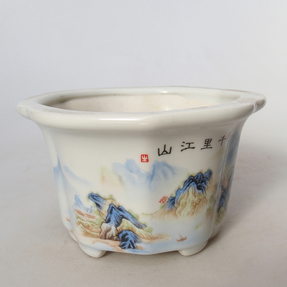 Keramická bonsai miska 11,5 x 11,5 x 6 cm, barva bílá