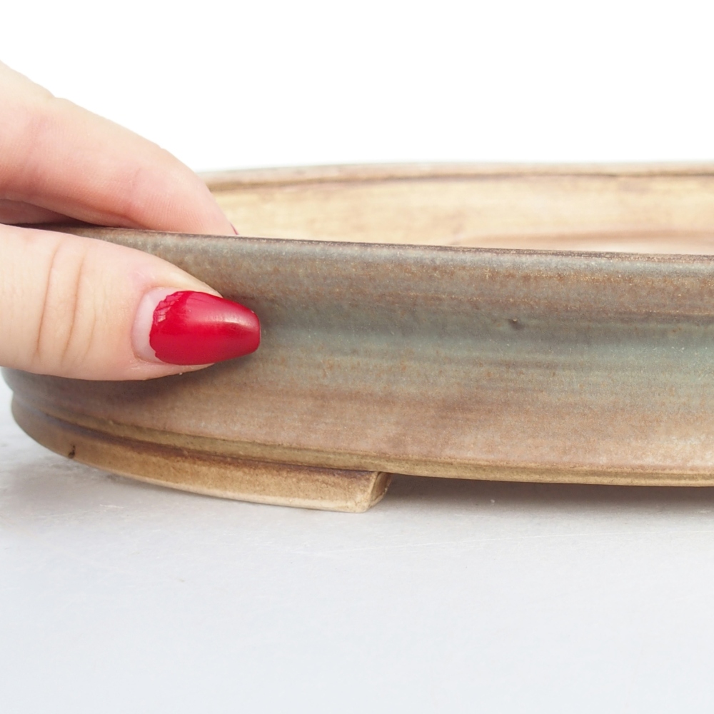 Keramická bonsai miska 31 x 27 x 4,5 cm, barva zelená