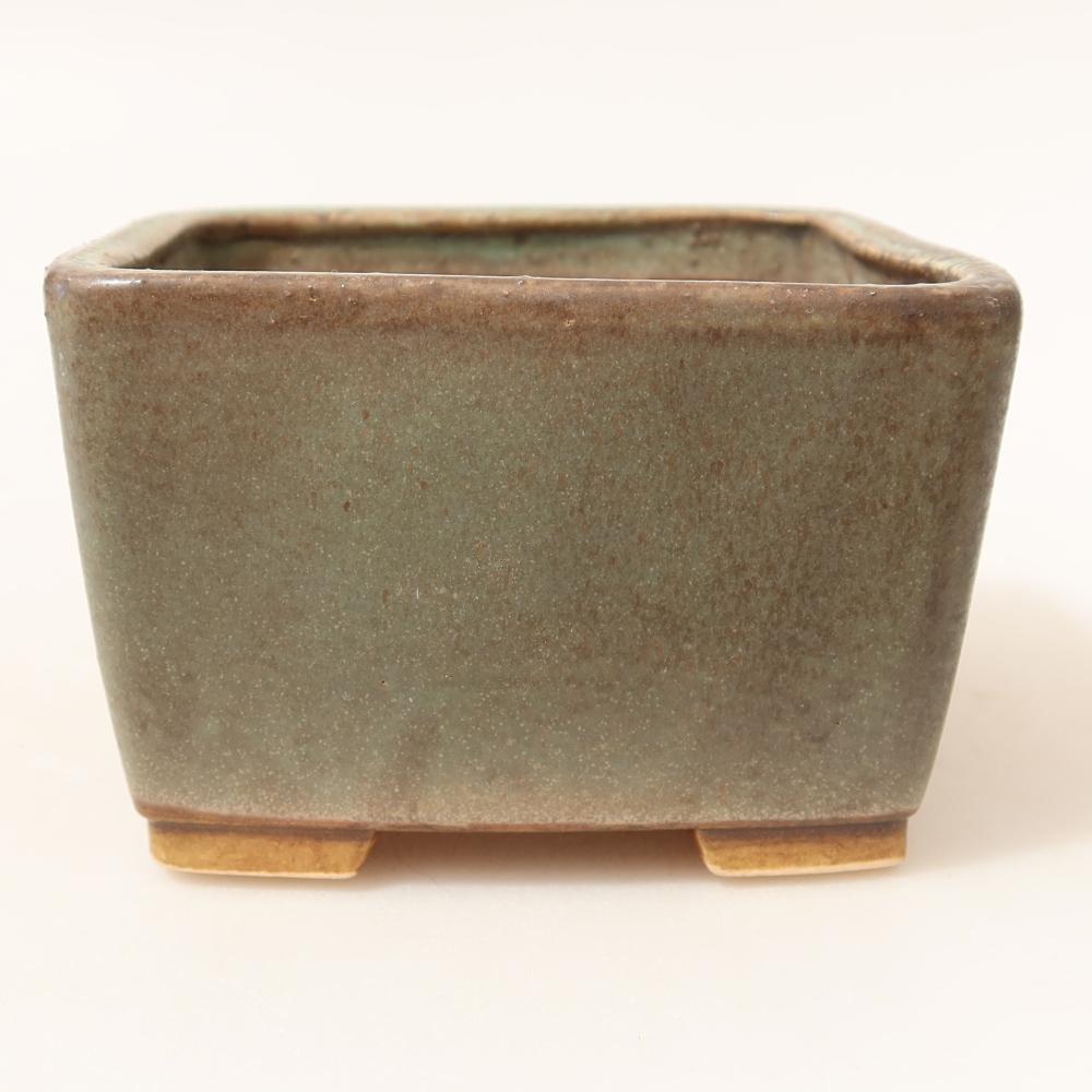 Keramická bonsai miska 10,5 x 10,5 x 7 cm, barva zelená
