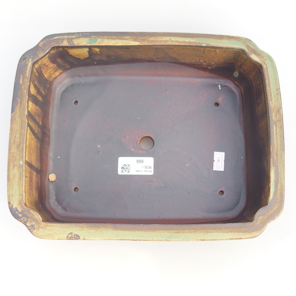 Keramická bonsai miska 28 x 22,5 x 7 cm, barva zelenohnědá