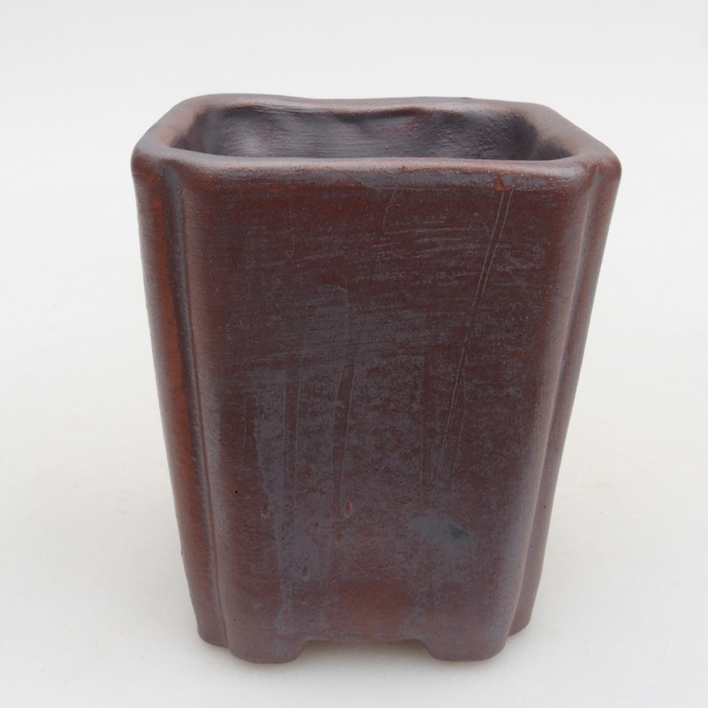 Keramická bonsai miska 7 x 7 x 8 cm, barva kovová