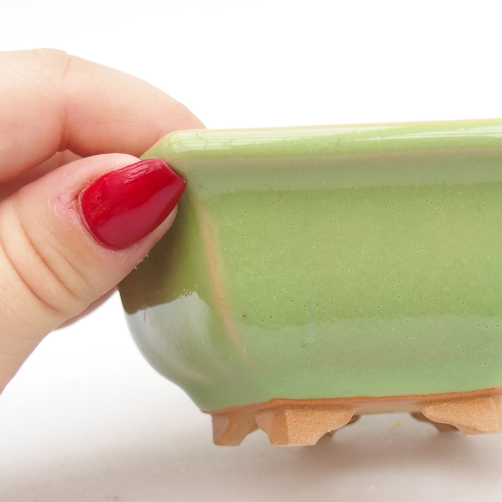 Keramická bonsai miska 12 x 10,5 x 4,5 cm, barva zelená