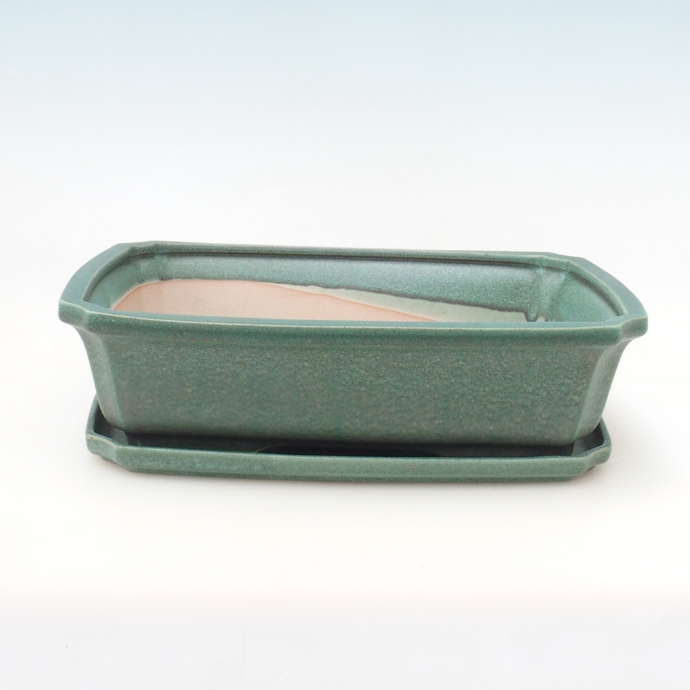 Bonsai miska + podmiska H07 - 30 x 20,5 x 8 cm. - zelená