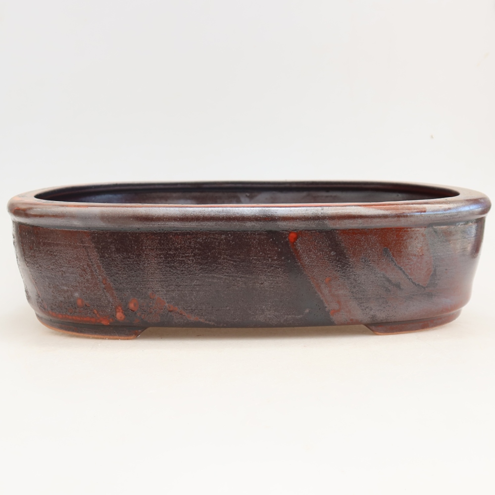 Keramická bonsai miska 31,5 x 24 x 8 cm, barva kovovočervená
