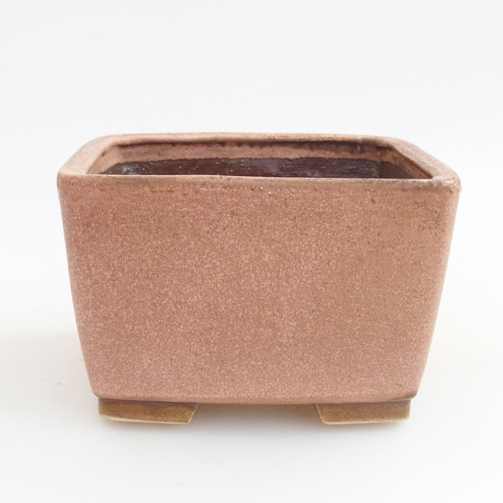 Keramická bonsai miska 12 x 12 x 8 cm, barva růžová