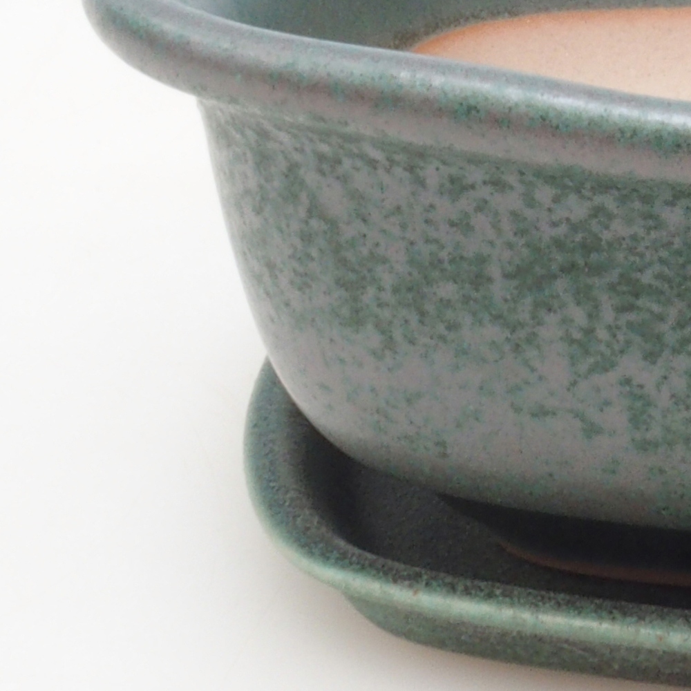 Bonsai miska + podmiska H08 - 25 x 19,5 x 6 cm. - zelená
