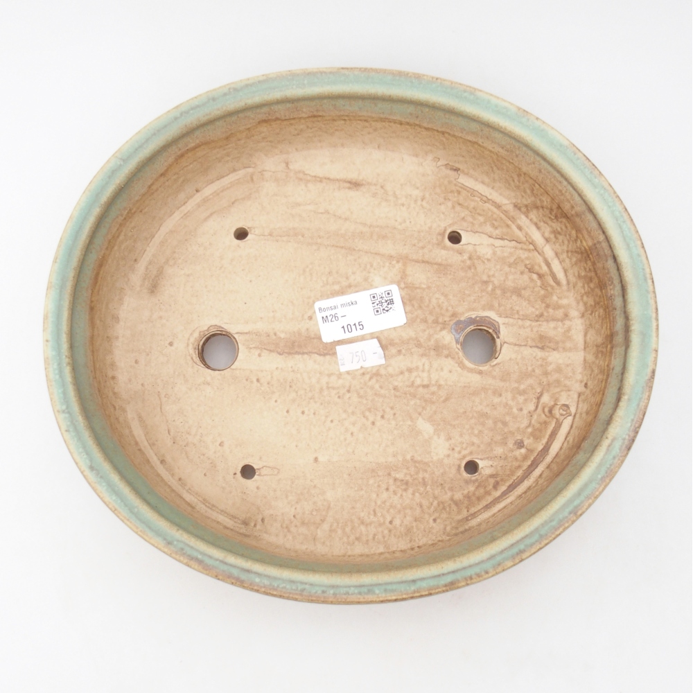 Keramická bonsai miska 26 x 23,5 x 5,5 cm, barva zelená