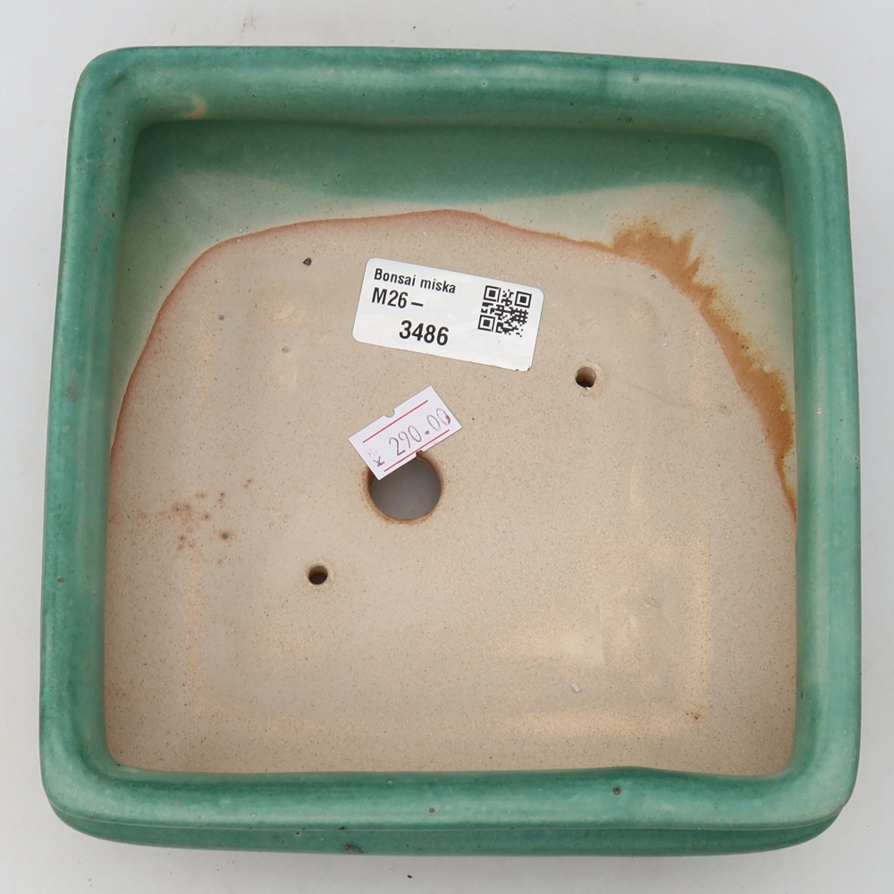 Keramická bonsai miska 15,5 x 15,5 x 6 cm, barva zelená