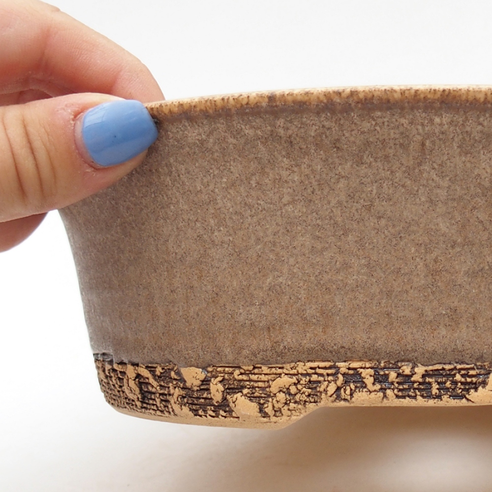 Keramická bonsai miska 20 x 20 x 6 cm, barva hnědá