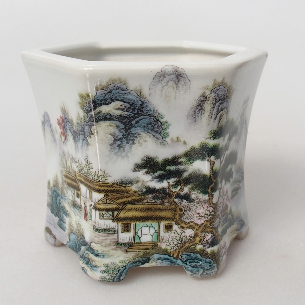 Keramická bonsai miska 10,5 x 9,5 x 9 cm, barva bílá