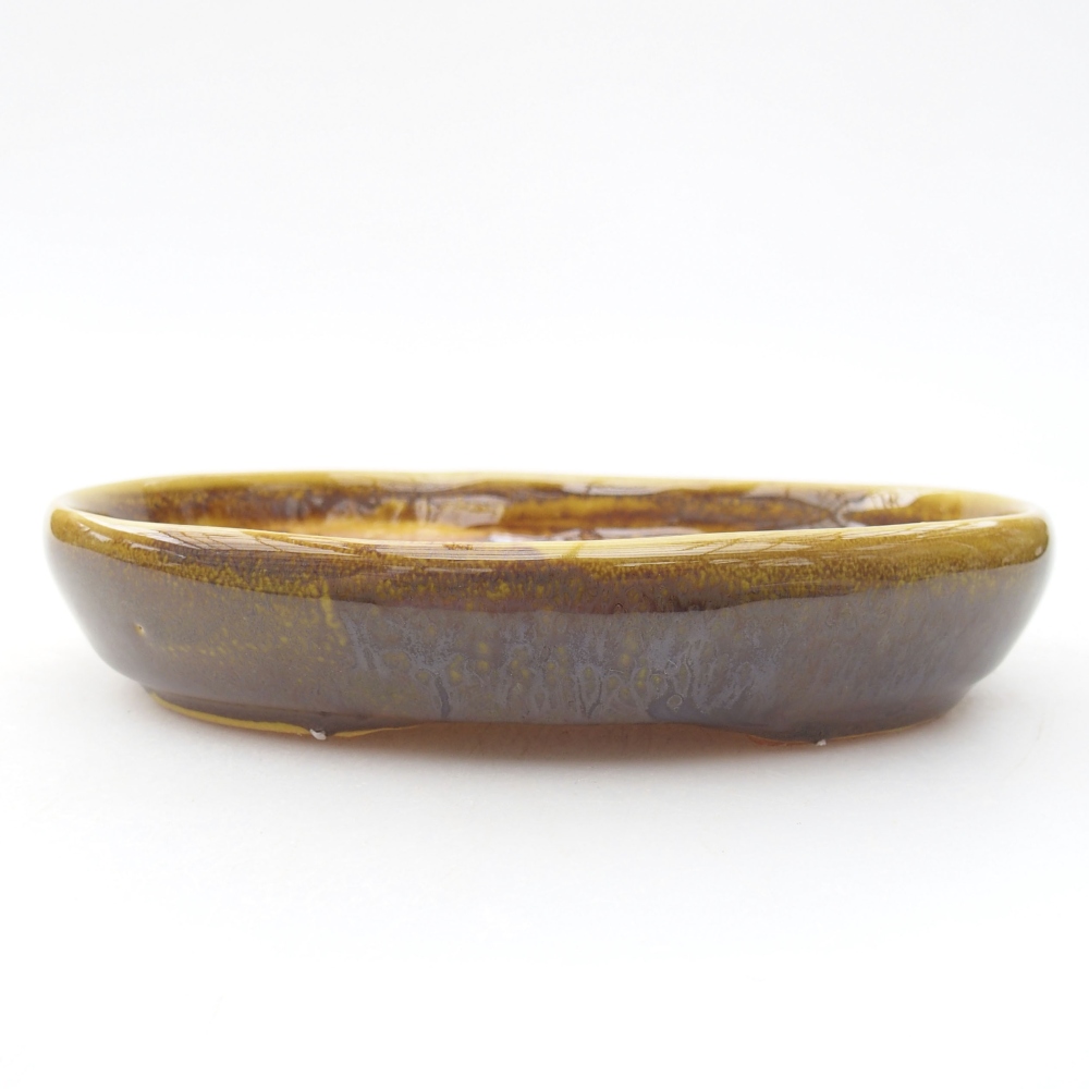 Keramická bonsai miska 13 x 10 x 2,5 cm, barva žlutá