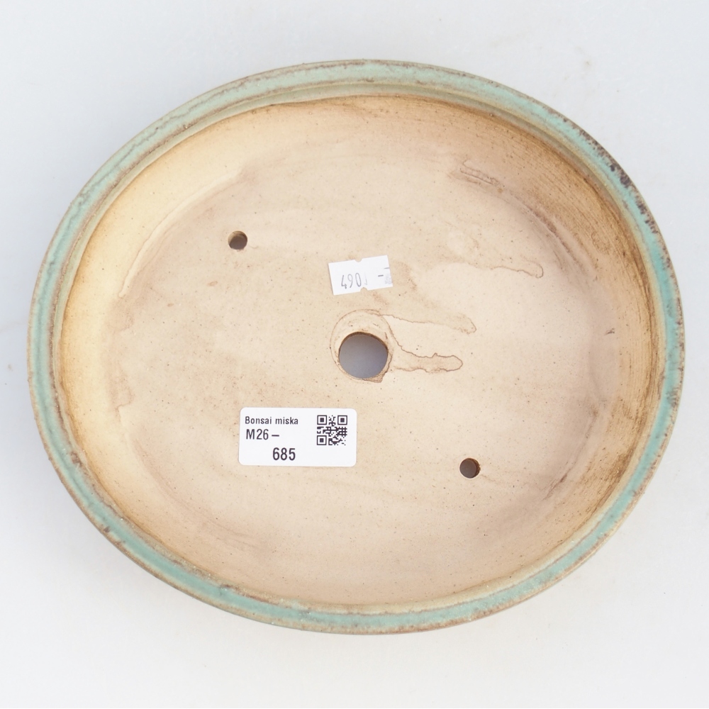 Keramická bonsai miska 21 x 19 x 4,5 cm, barva zelená