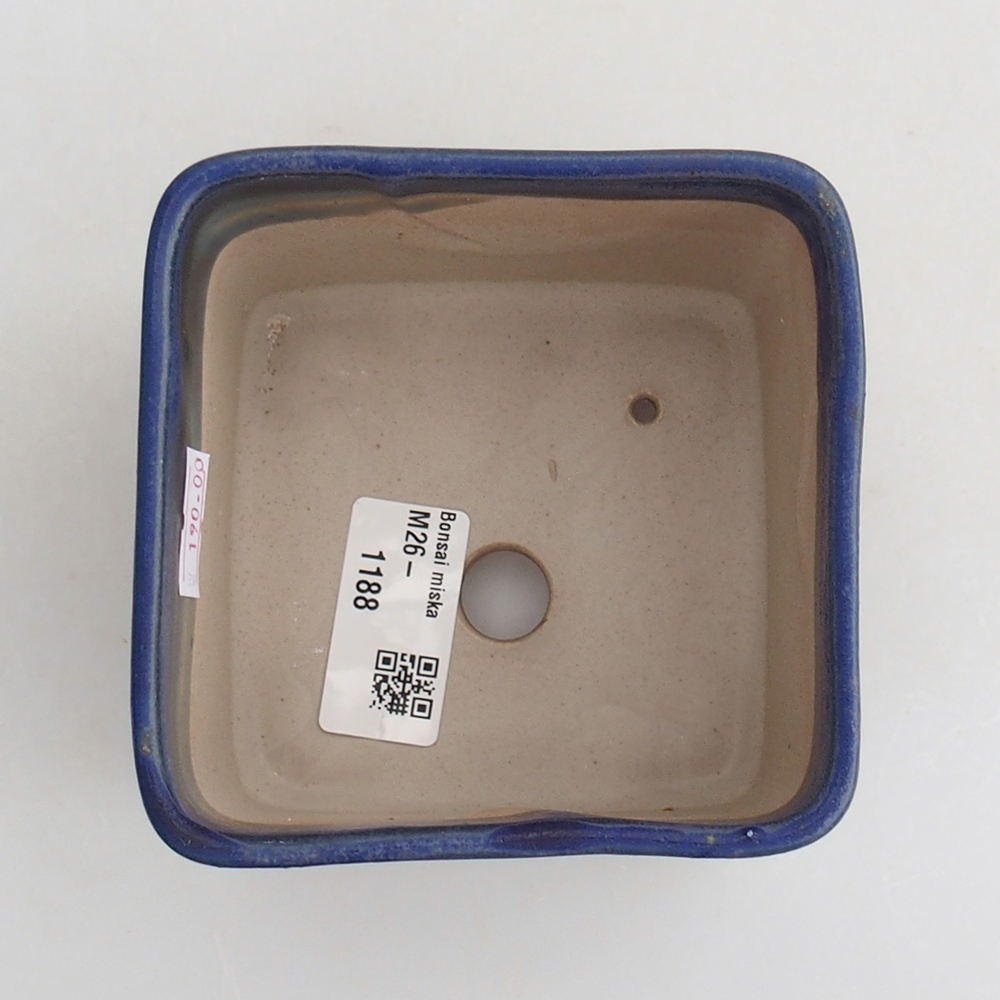 Keramická bonsai miska 10 x 10 x 8 cm, barva modrá