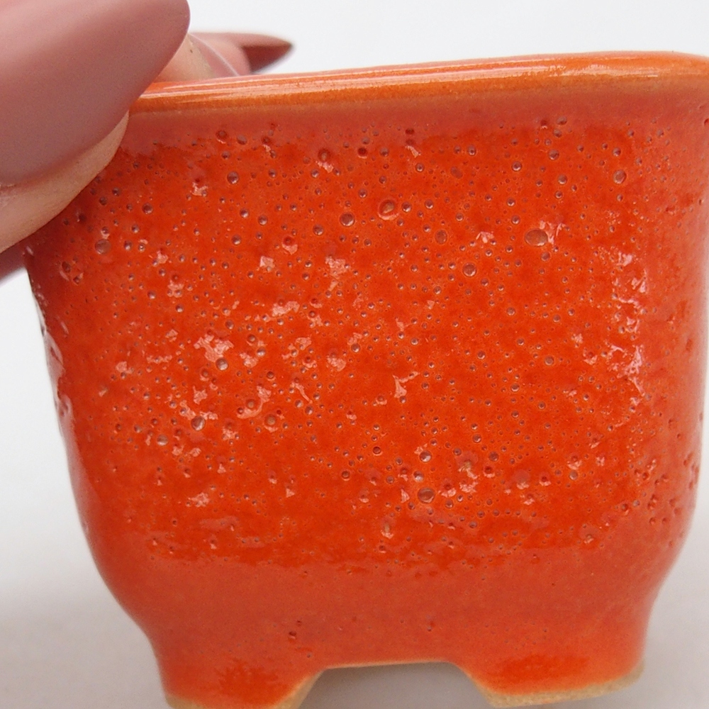 Keramická bonsai miska 6,5 x 6,5  x 5 cm, barva oranžová