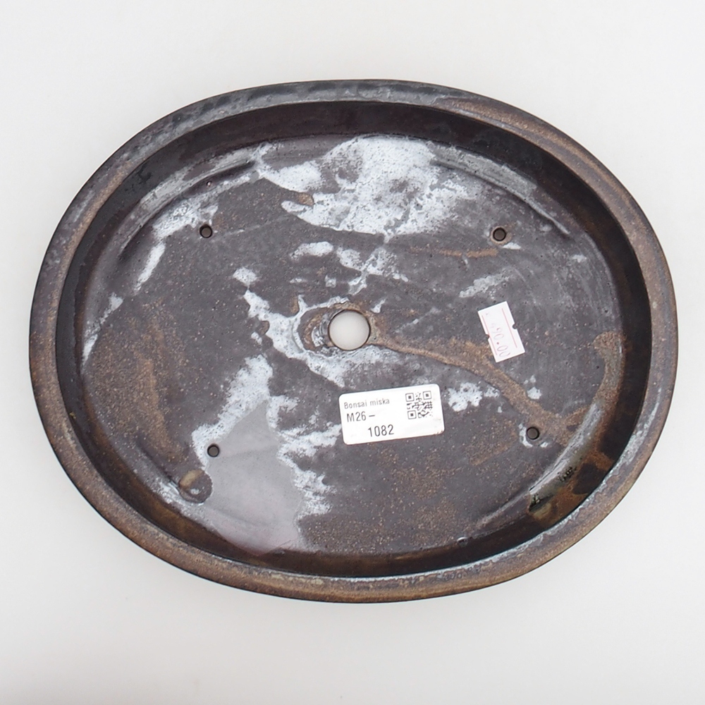 Keramická bonsai miska 24 x 19,5 x 4 cm, barva černohnědá