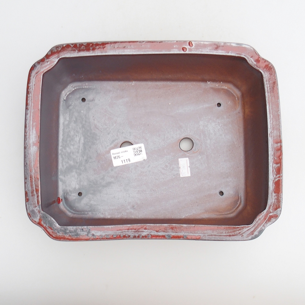 Keramická bonsai miska 27 x 21 x 7 cm, barva červená