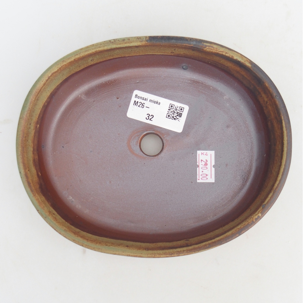 Keramická bonsai miska 17 x 14 x 4 cm, barva zelená