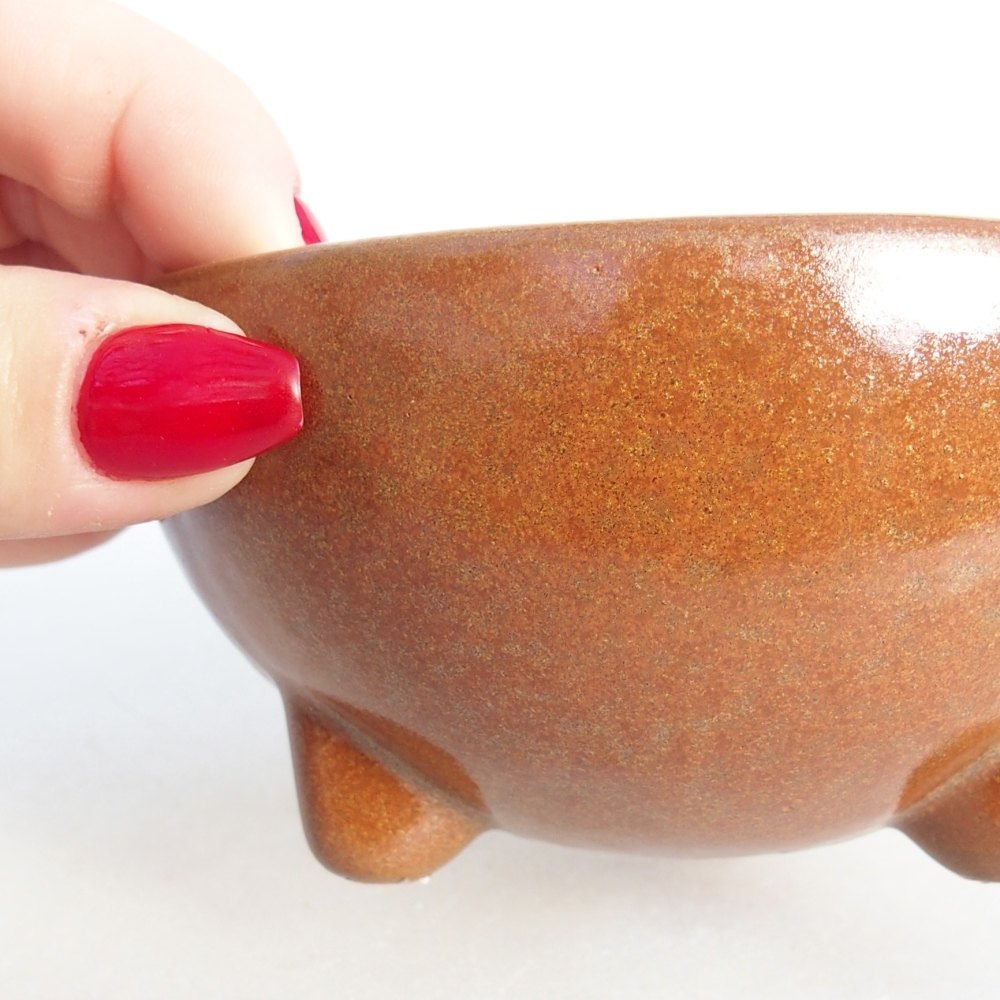 Keramická bonsai miska 10 x 10 x 5 cm, barva hnědá