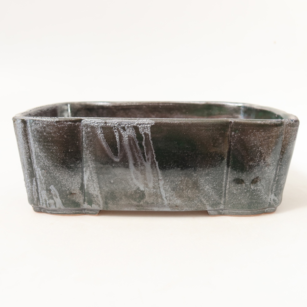 Keramická bonsai miska 20,5 x 17,5 x 7 cm, barva kovovozelená