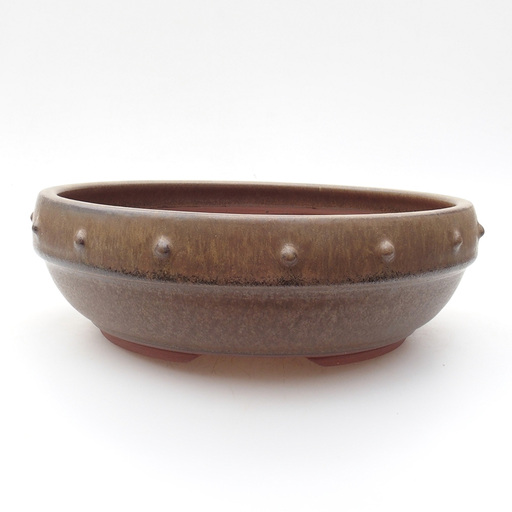 Keramická bonsai miska 19,5 x 19,5 x 6,5 cm, barva hnědá