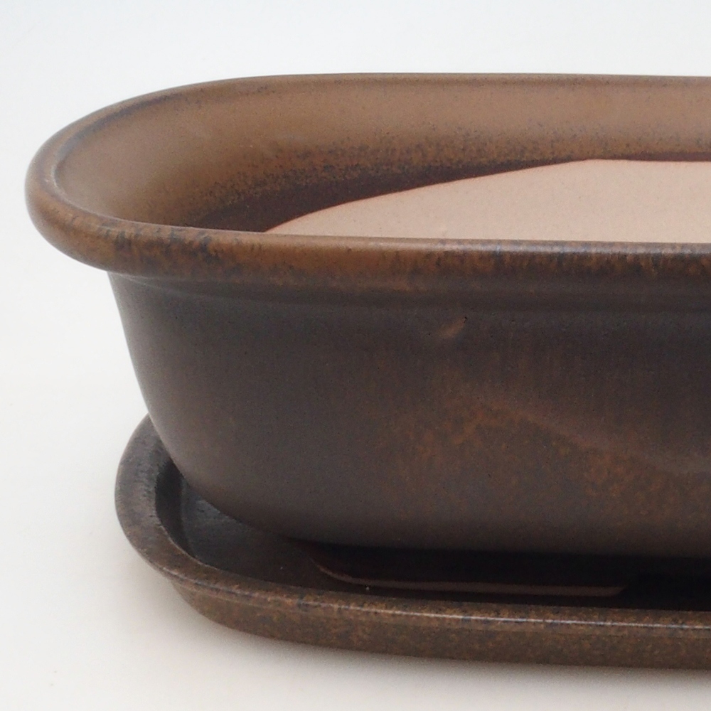 Bonsai miska + podmiska H10 - 37 x 28 x 9 cm. - hnědá