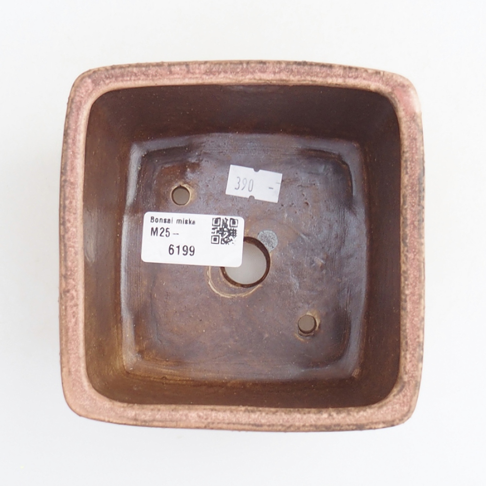 Keramická bonsai miska 12 x 12 x 8 cm, barva růžová